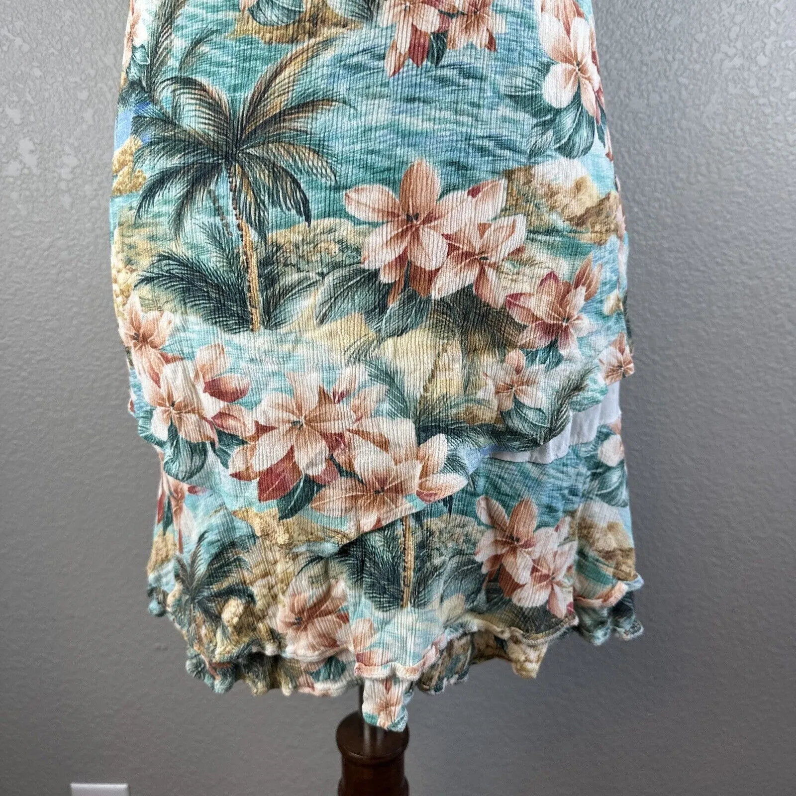 Farm Rio Mini Ruffle Sun Dress Size S Tropical Palm Print Lattice Front Strappy - Image 3