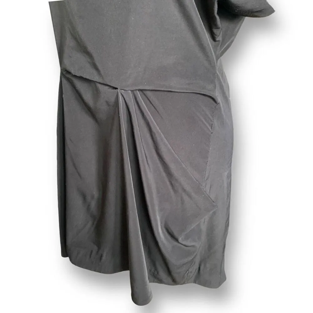 AllSaints Zoe Yuano Black Draped Short Sleeve Scoop Neck Split Shoulder Mini - Image 5