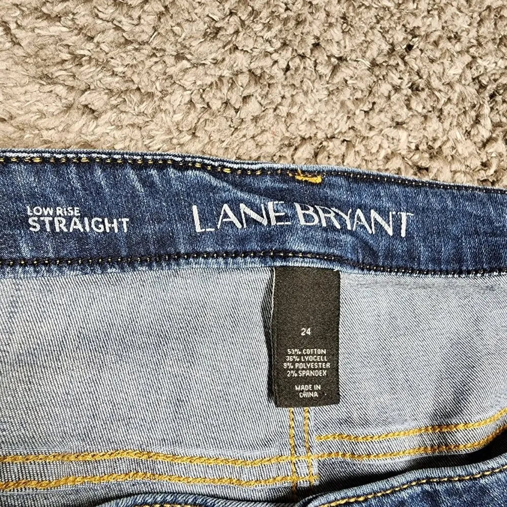 Lane Bryant Jeans Size 24 Low Rise Straight Leg Denim Zipper Front Back Pockets - Image 3