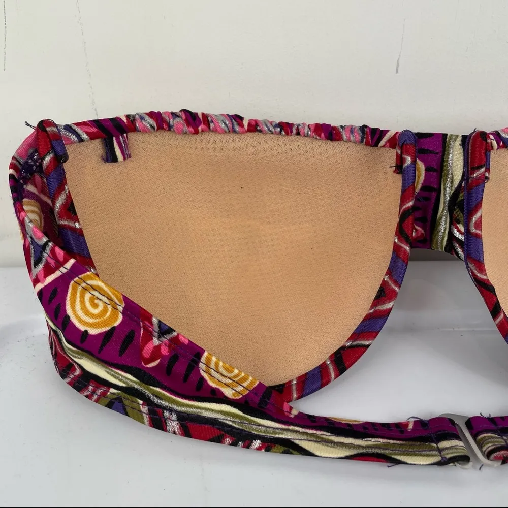 Vintage Y2K Gypsy Boho Demi Bikini Top Sz 10 Made in USA Silver - Image 8