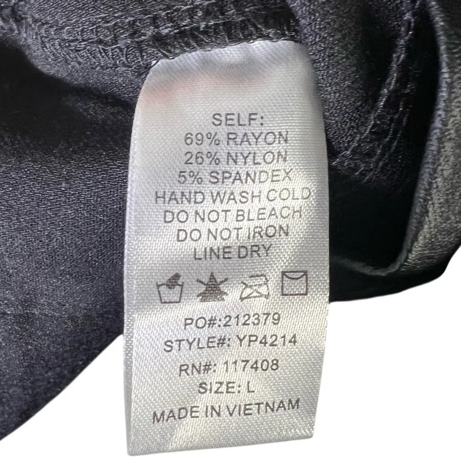 Chocolate USA Black Faux Leather Skinny Pants Style YP4214 Size L - Image 2