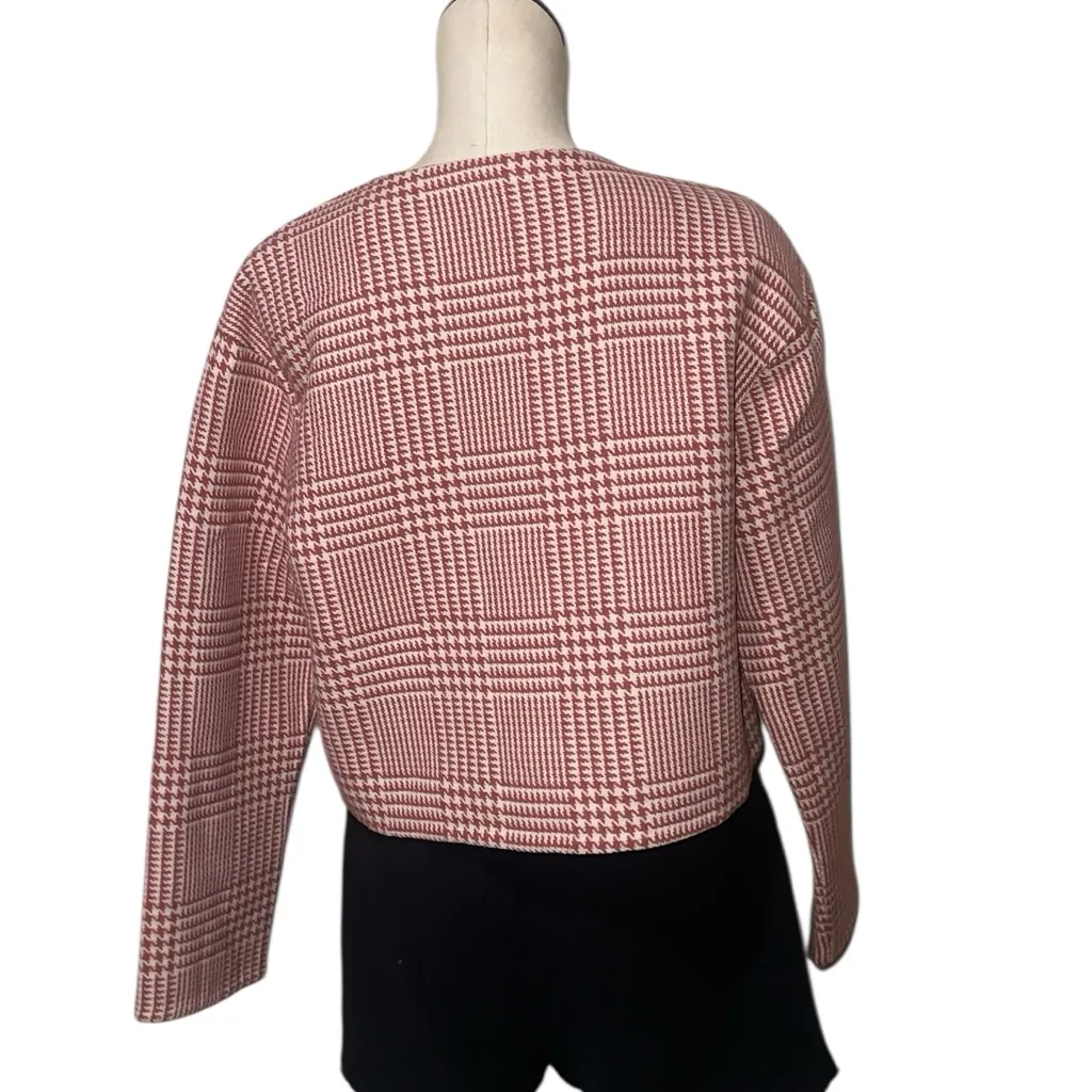 NWOT $198 Splendid  Coral Plaid Wool Blend Tiffany Reversible Casual Jacket  M - Image 7