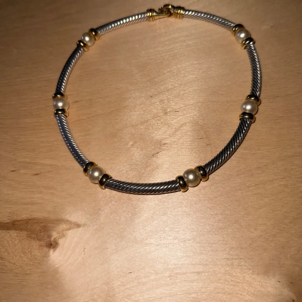 Gold and Silver Beaded Choker Necklace - Image 3