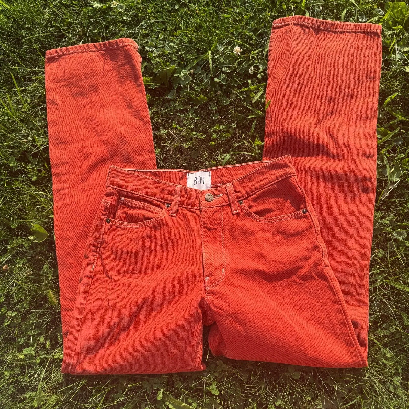 BDG Split Hem Jeans Burnt Orange Retro Bohemian 70s 90s Festival Hippie Size 27 - Image 3