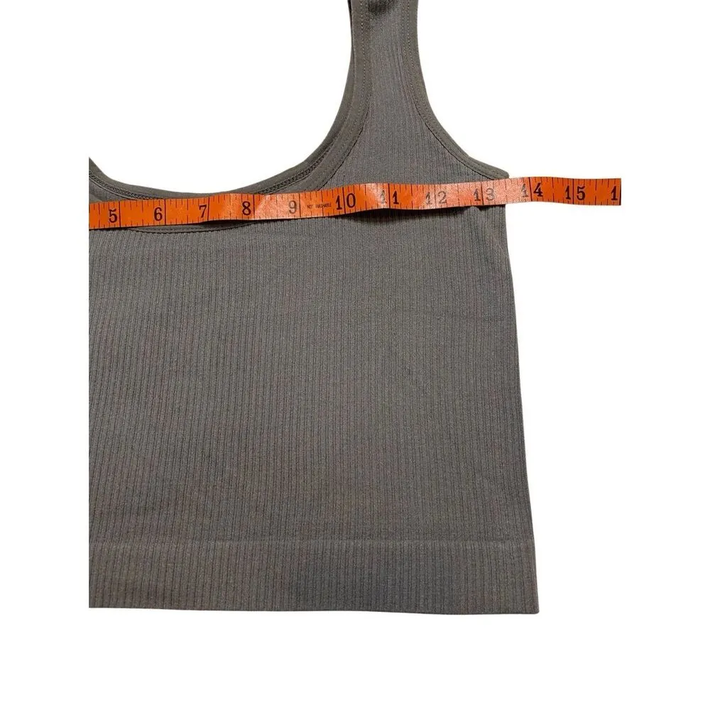 Coqq Wide Strap Ribbed Crop Top Tank Top Sexy Lounge Casual Everyday Gray - Image 8
