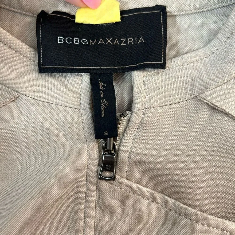 BCBGMAXAZRIA Kevin double zip jacket in vintage light stone size small - Image 8