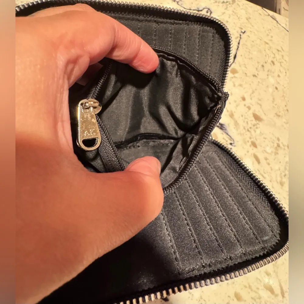 Anne Klein Black AK Fabric & Leather Clutch Zip Around Wallet - Image 7