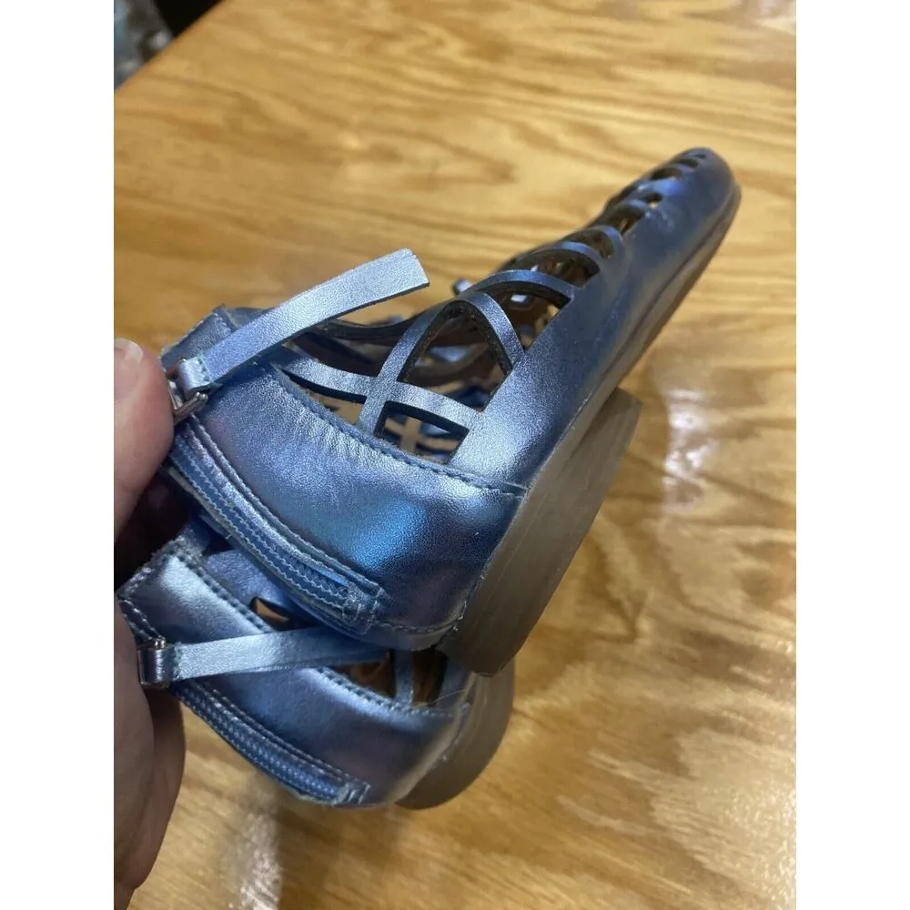 Golo Lazy Strappy Sandals Women's 8 Smoke Blue Leather Back Zip Open Toe S1 - Image 6