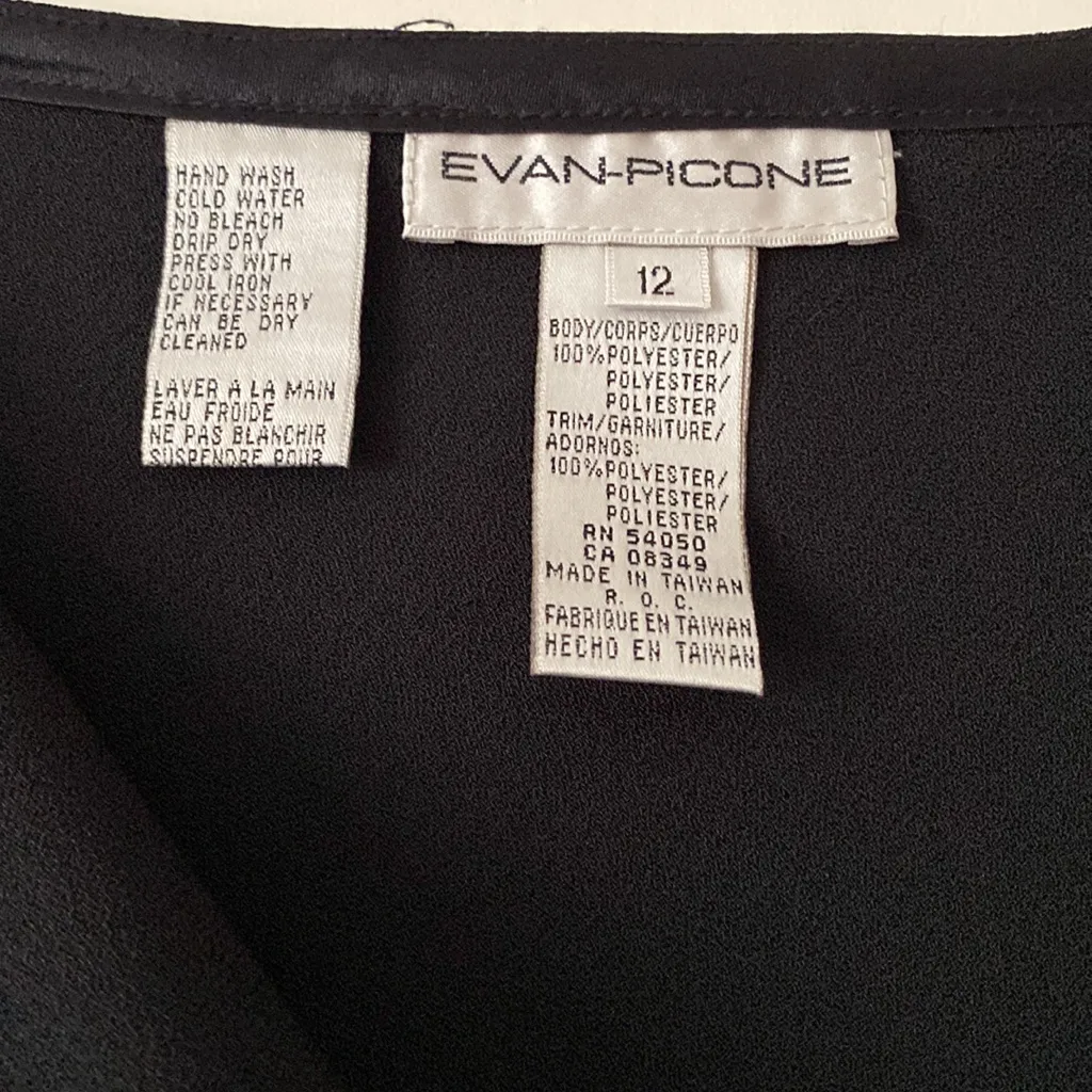 VINTAGE Evan Picone black a lineSkirt Size 12 100% polyester w/ cord tie Y2K - Image 6