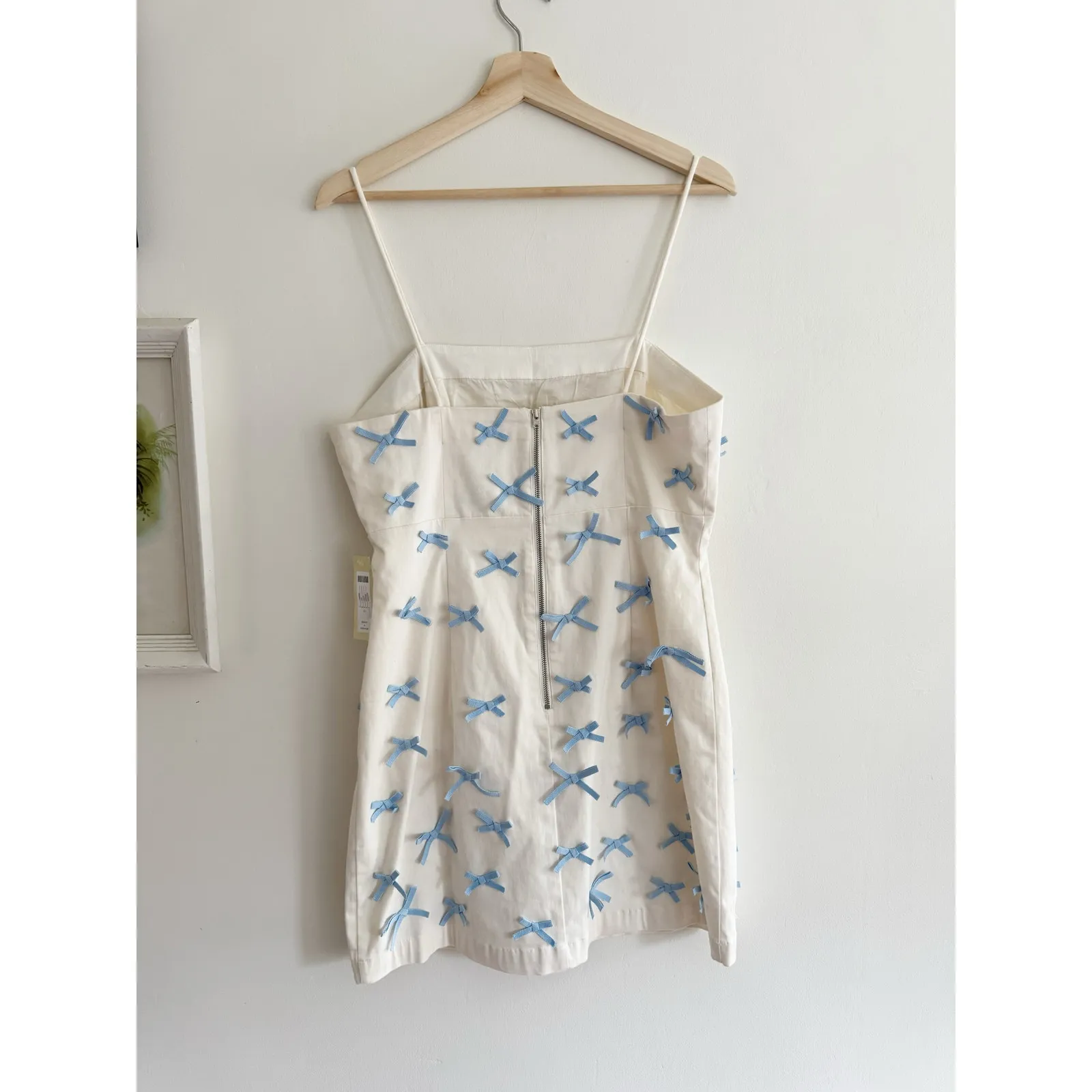 BHLDN Blue Bow Fitted Mini Dress Size 12 NEW - Image 7