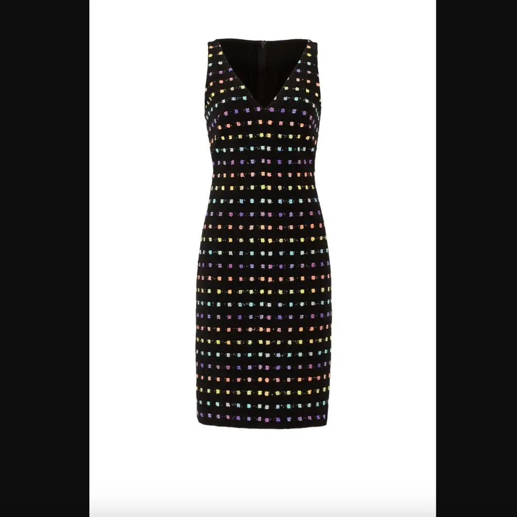Diane von Furstenberg DVF Black Minetta Confetti Sheath Dress 8 - Image 4