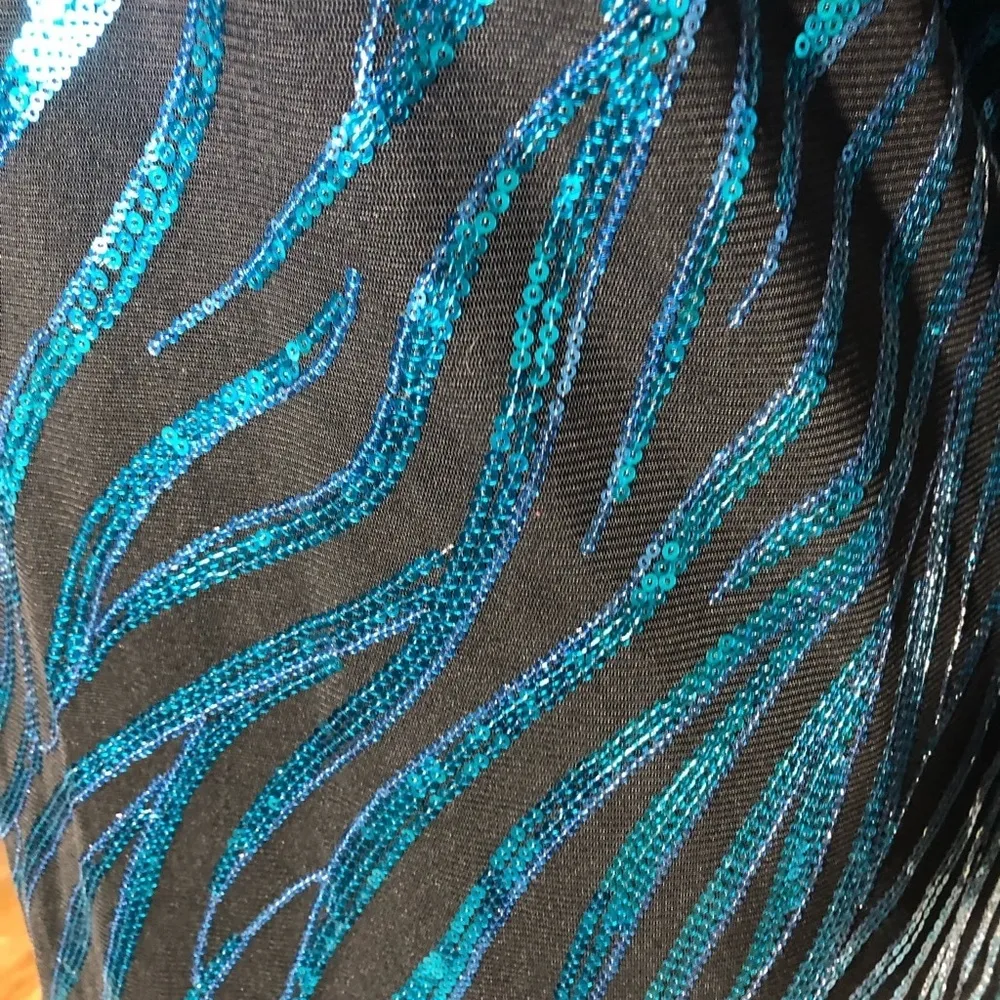 Bob Mackie Wearable Art Sequin Beaded Sweater Top Black Blue Women's 3X - Image 8