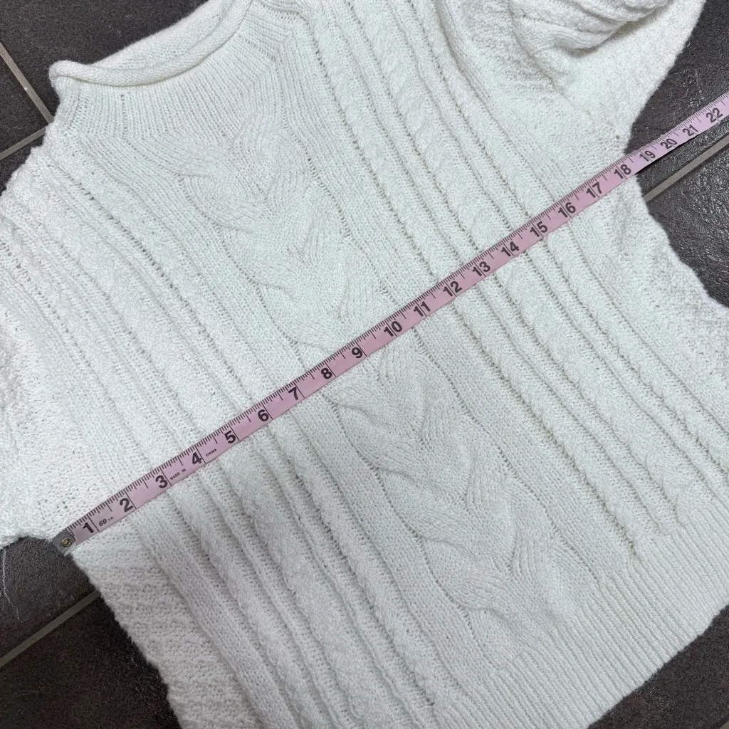 J. Crew Factory Rollneck Roll Neck Cable Knit Sweater White Ivory Small - Image 11