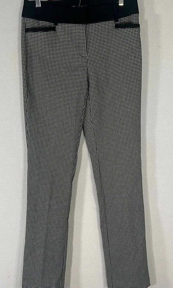 7th Avenue Design Studio NY & Co. Black White Patterned Dress Pants Size 6 - Image 1