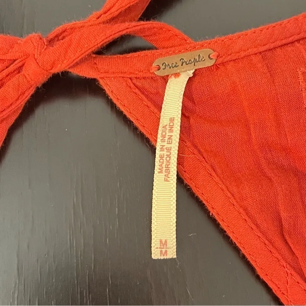 Free People Half Moon Bay Playsuit, burned orange, Cotton, swiss dot, eyelet, M - Image 4