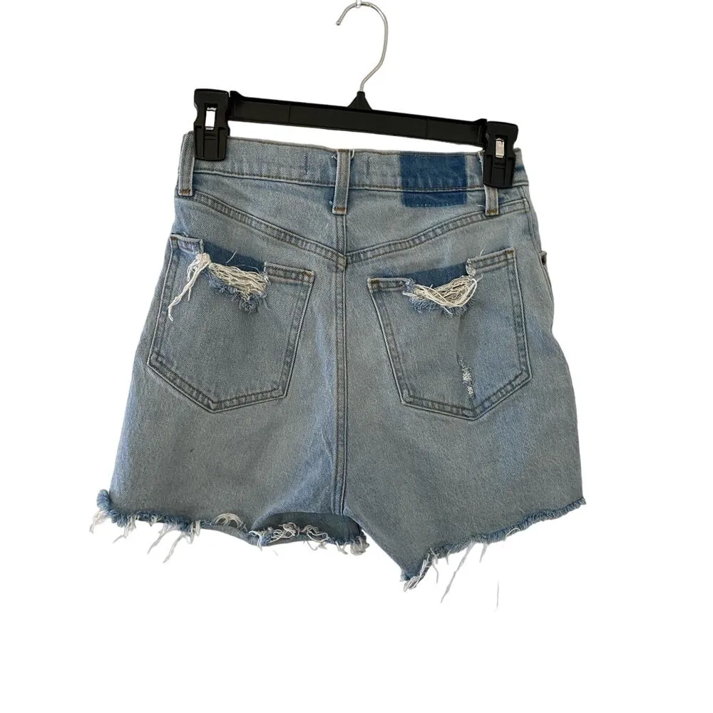 Abercrombie & Fitch High Rise 4” Short Curve Love 24 00 Cut Off Demin Jean EUC - Image 6