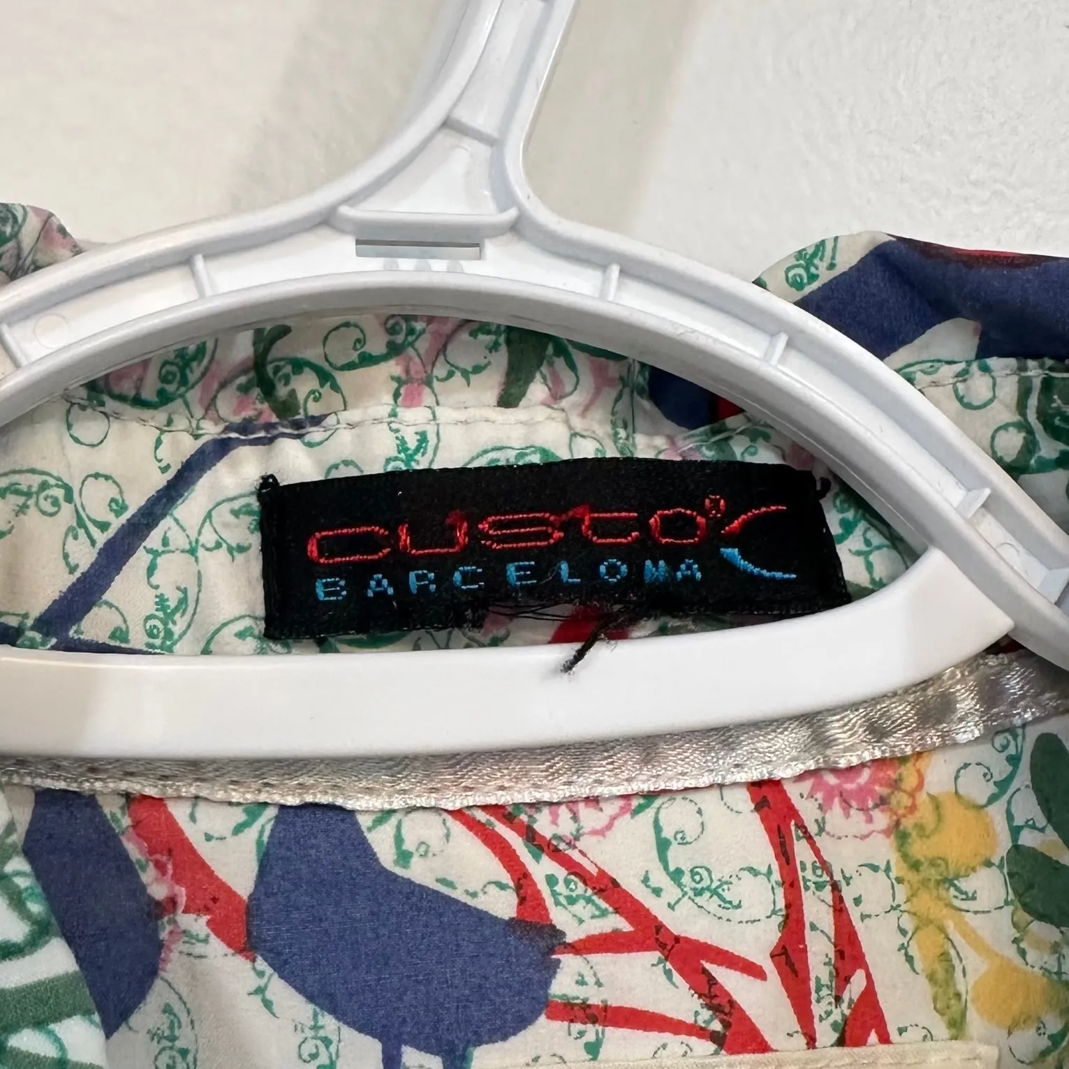 Custo Barcelona Womens Blouse Large Button Down Novelty Mix Print Collar Cotton - Image 3