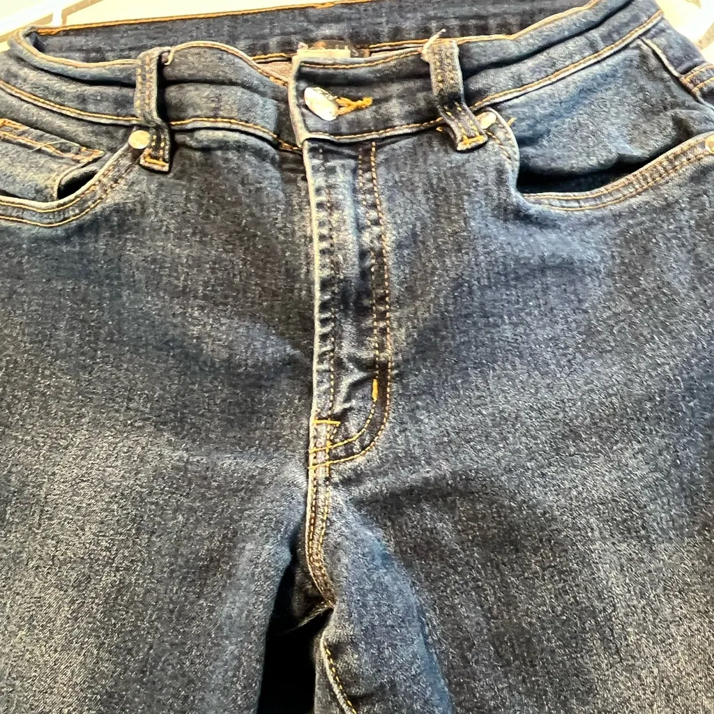 VENUS Blue Skinny Jeans Classic Style SZ 6 S Frayed Straight-Leg Cotton Pants - Image 6