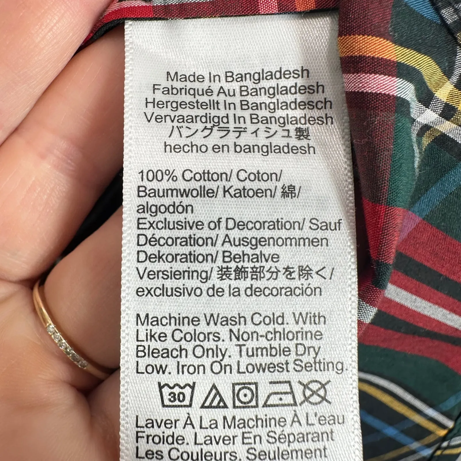 J. Crew Pajama Shirt Classic Red Green Blue Stewart Tartan Plaid Cotton NWT - Image 8