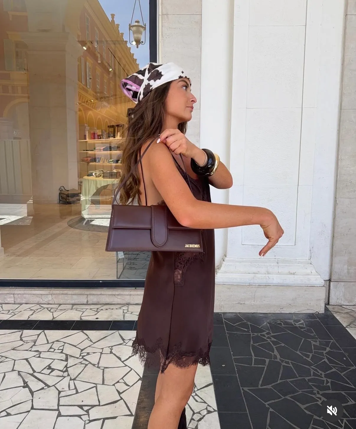 Zara Elegant Brown Lace Slip Lingerie Dress blogger favorite satin mini - Image 6