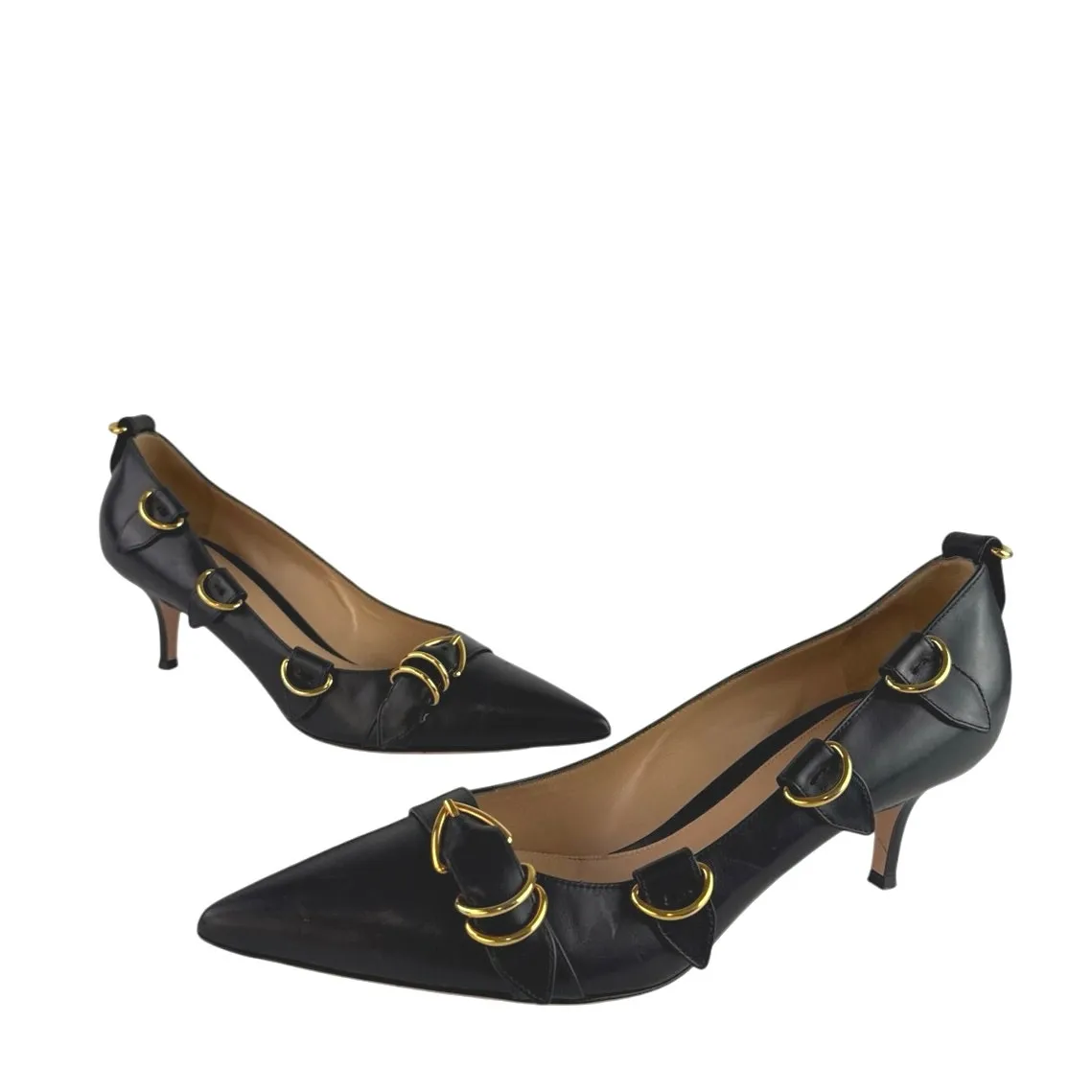 Gianvito Rossi Clash 55 Black Pointed Buckle Strap Leather Pump Heels EU41 US10 - Image 5