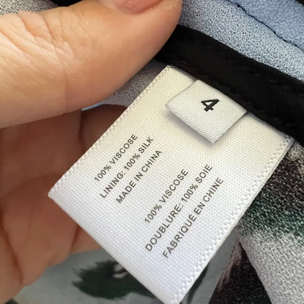 Proenza Schouler pale blue leopard ikat print tie front waist crepe size 4 CL - Image 6