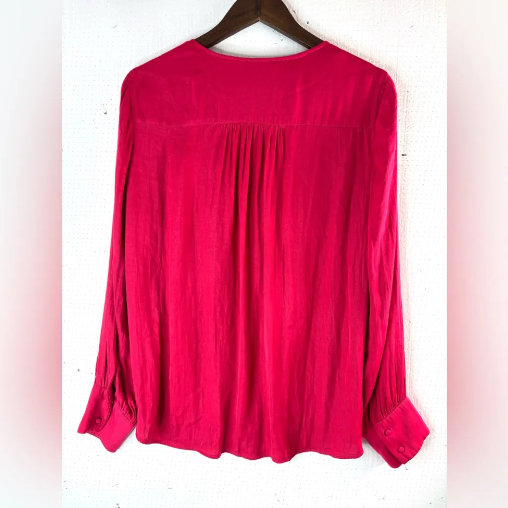 Maison d'Amélie L Feminine Workwear or Dressy Blouse Top Red Size L - Image 2