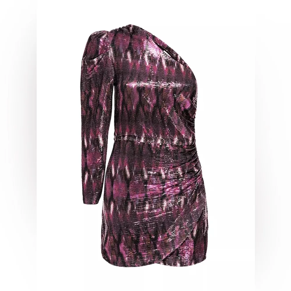 MISA Revolve Nova One-Shoulder Sequin Mini Dress, Purple Size XS New w/Tag $370 - Image 5