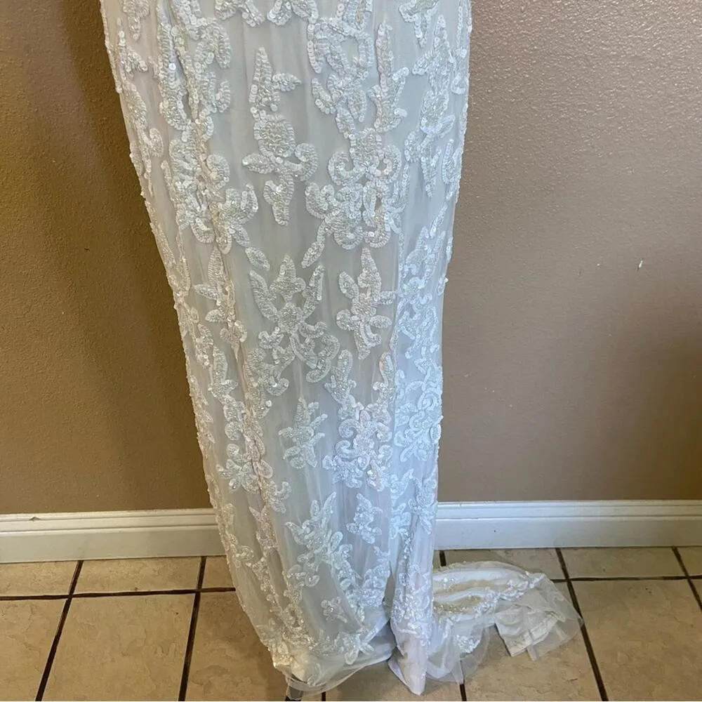 NWOT Lulus Everlasting Passion White Sequin Beaded Backless Maxi Dress - Image 9