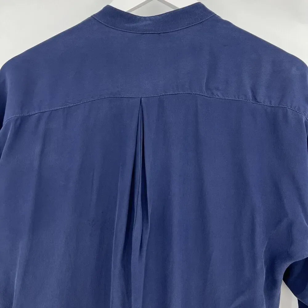 Koch 100% Silk Mini‎ Tunic Shirt Dress Navy Blue 3/4 Length Sleeves Size Small - Image 5