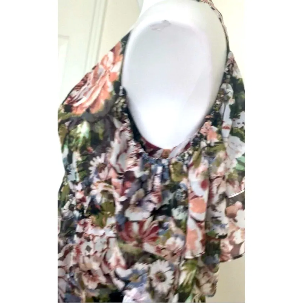 Planet Blue Blu moon renaissance ruffle Floral mini dress XSmall off the back - Image 7