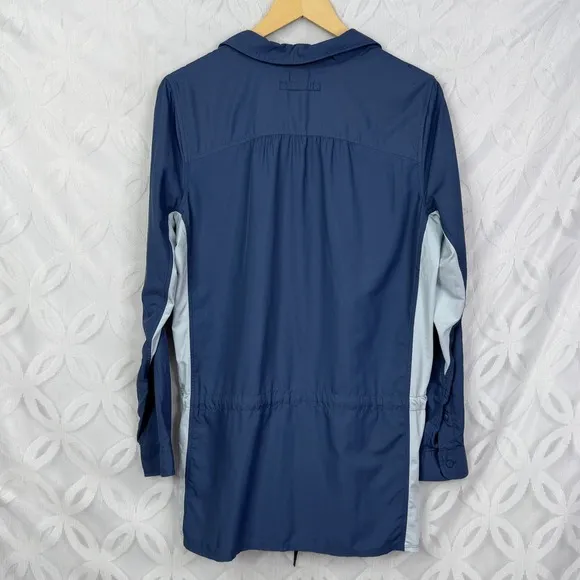Duluth Trading Co Long Sleeve Button Down Tie Waist Nylon Top Size‎ M Blue Size M - Image 4