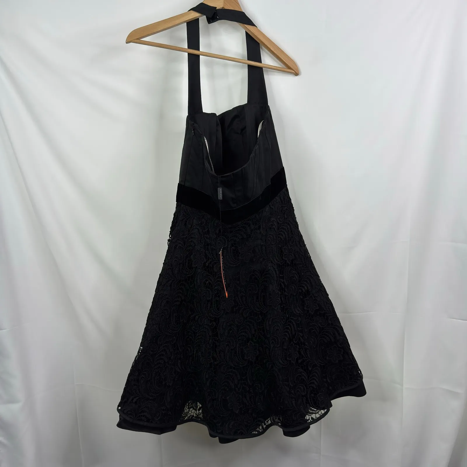 Karen Millen Black Halter Lace Fit Flare Party Dress Size 8 NWT - Image 13