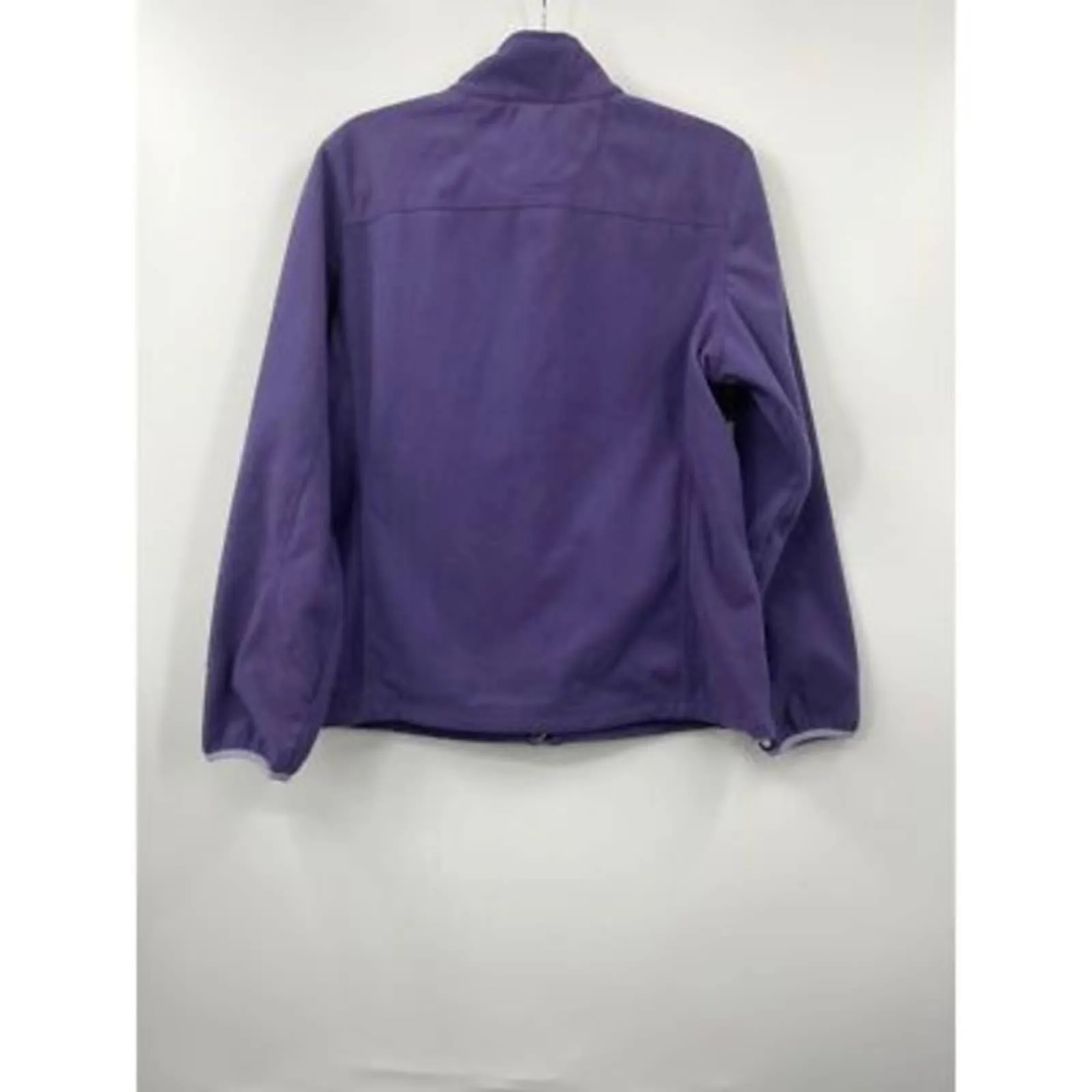 L.L. Bean Womens Fleece Jacket Purple Waist Length Full Zip Pockets Collar L Purple Size L - Image 2