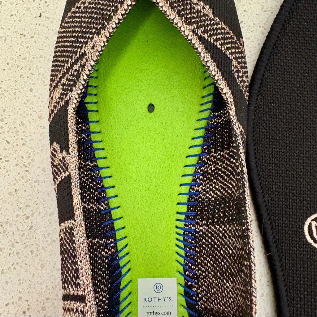 Rothy's The Point Flats Black and Gold Shimmer - Image 9