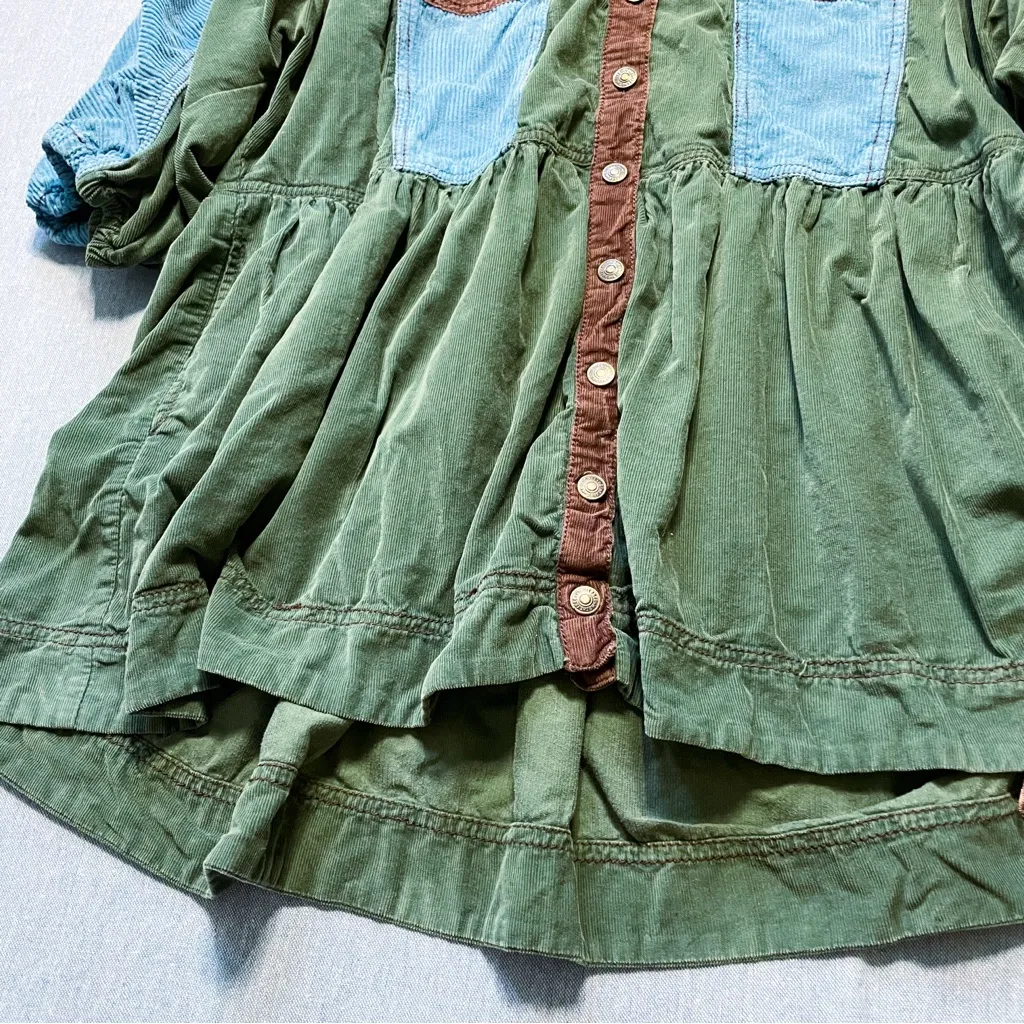 Free People Wild Roads Mini Button Down Puff Sleeve Babydoll Pocket Dress Size S - Image 3