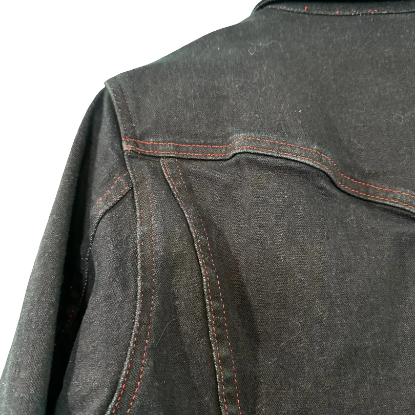 Jordache Dark Denim Jean Jacket with Red Stitching - Image 8