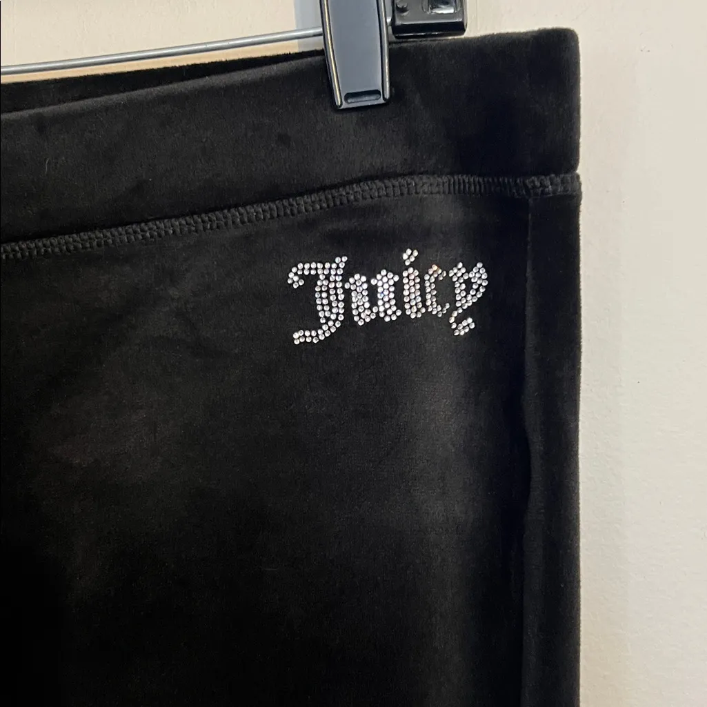 JUICY COUTURE Bling Black Velour Tracksuit Jacket & Pants Set Rhinestone MEDIUM - Image 5