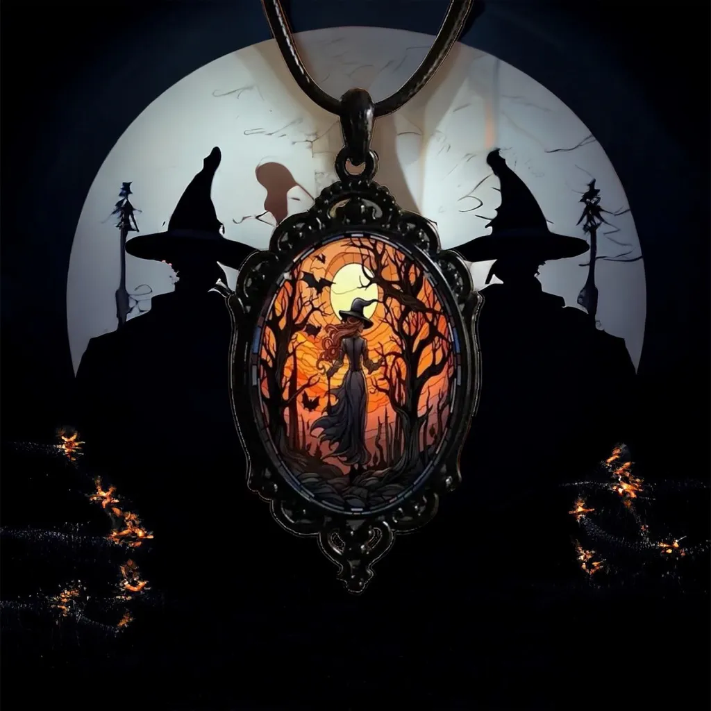 Retro Style Bat Witch Pendant Cameo Black‎ Pendant Necklace Gothic Vintage Style Black - Image 13