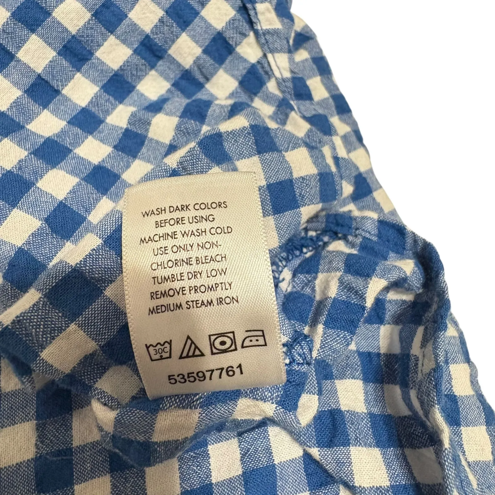 Woman Within Women Seersucker Button Top 3X Blue Gingham Cottagecore Cotton - Image 6