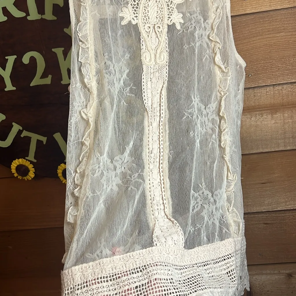 Anthropologie Moulinette Soeurs Crochet Floral Knit Ruffle Cotton Lace Tank Lace - Image 4