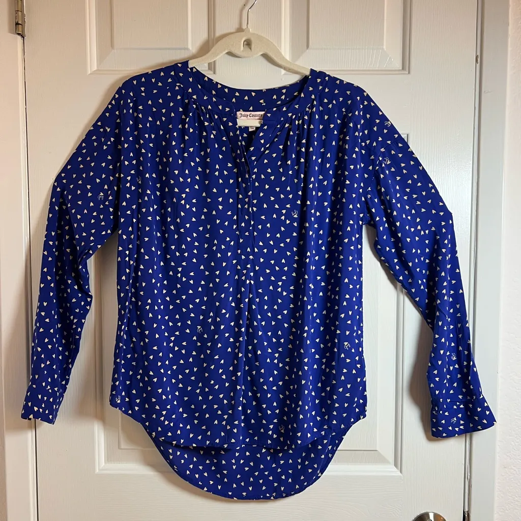 Juicy‎ Couture Royal Blue Geometric Blouse - Image 3