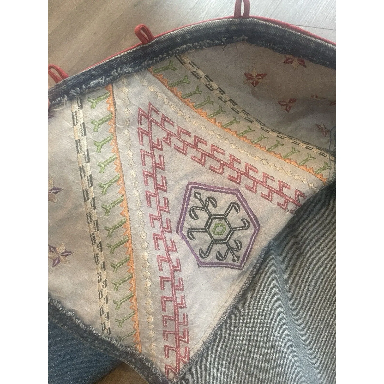 Hairston Roberson ROPA VTG Sz L Denim Embroidered Jacket Western USA LG Aztec Blue - Image 7