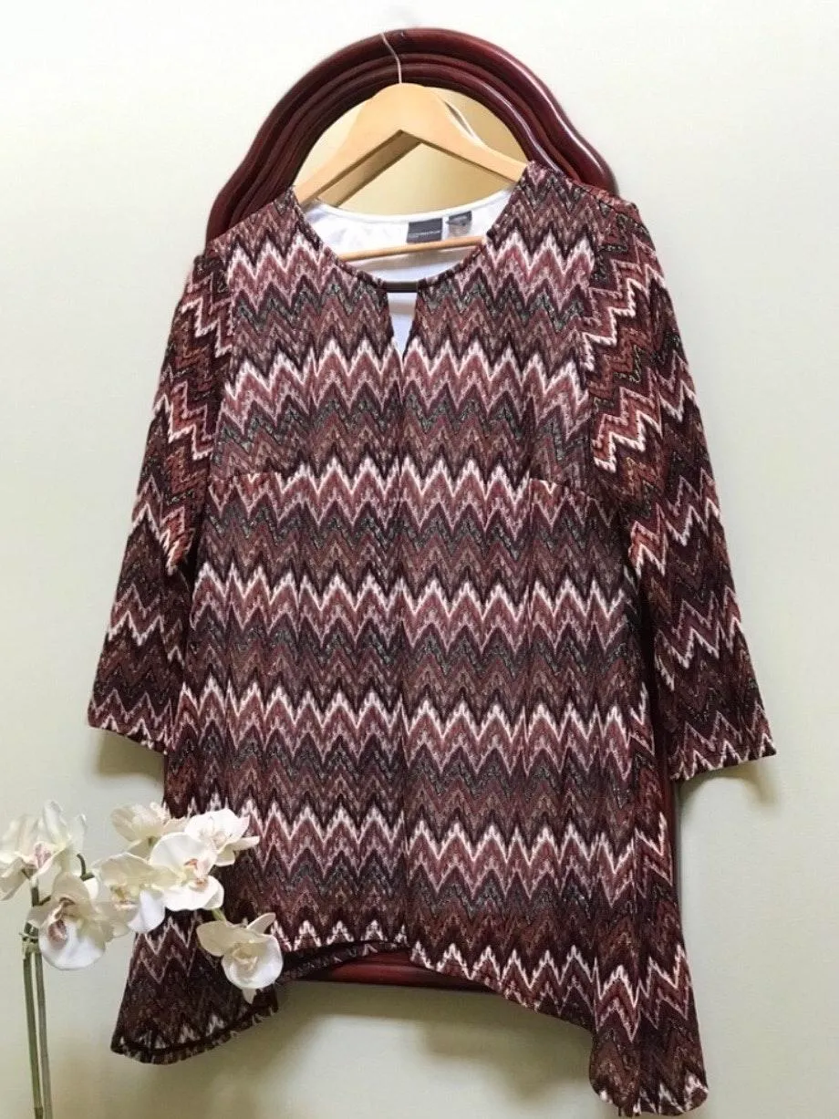 women’s top Multicolor zigzag pattern XL - Image 2