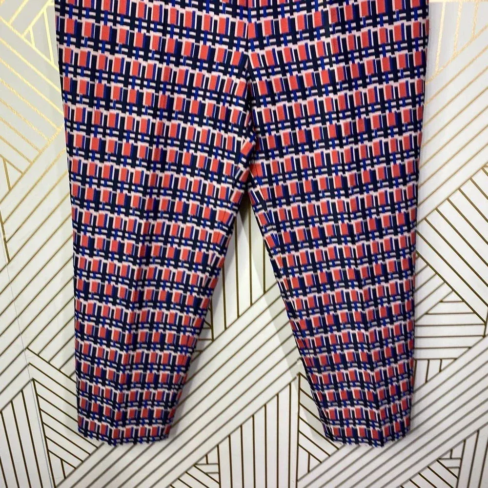Piazza Sempione‎ Audrey Print Crop Tapered Pants Pink & Navy Blue Size US 10 - Image 3
