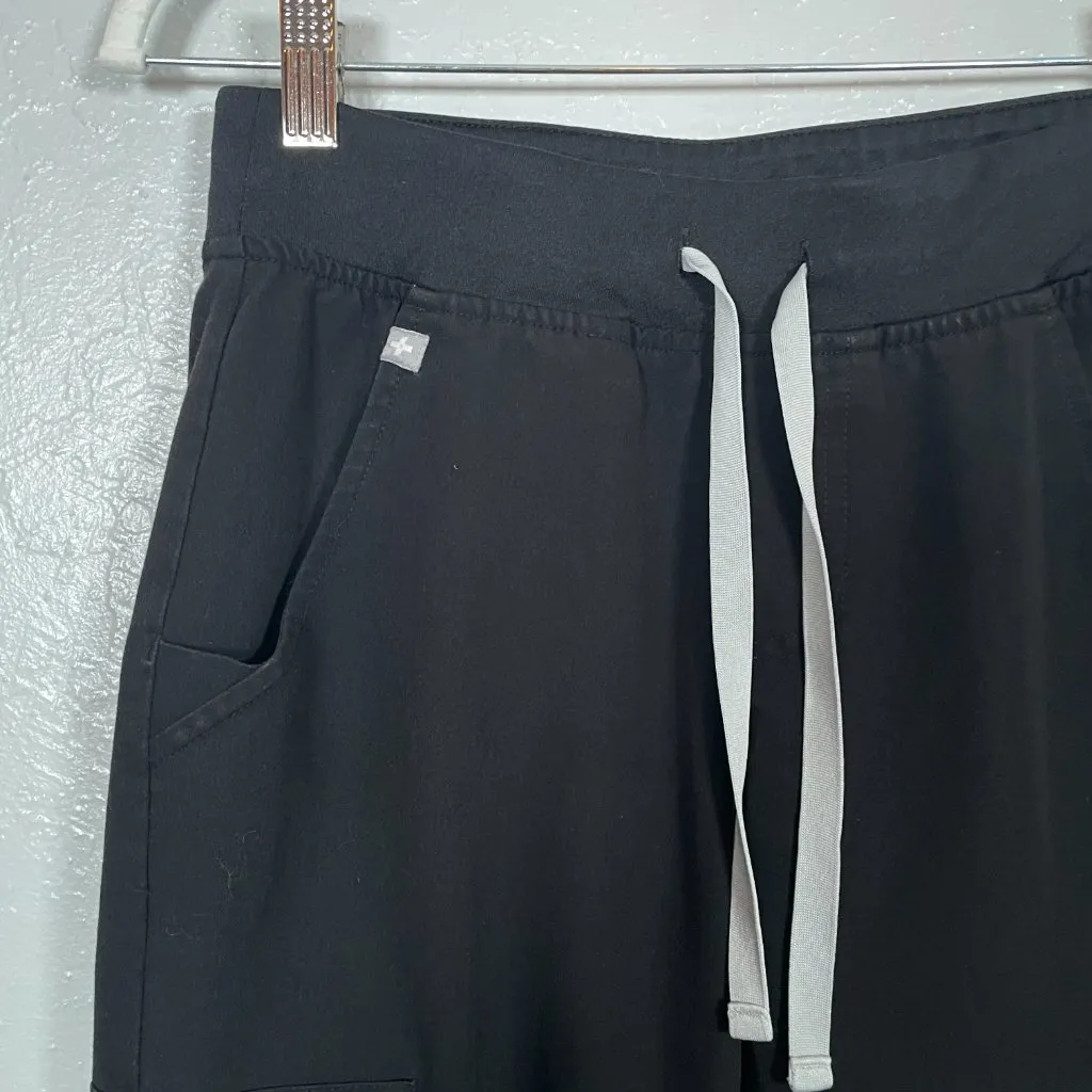 Figs Women Petite XSP Black Zamora Jogger Scrub Pants Pockets Yoga Waistband - Image 4