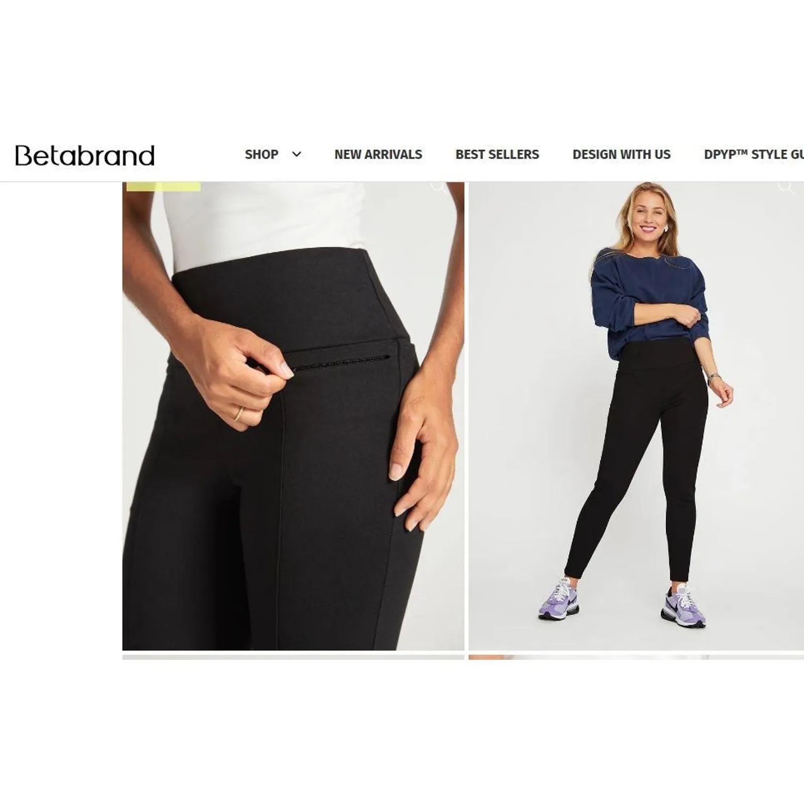 Betabrand Power Down Pant Skinny Solid Black Medium Petite NEW - Image 2