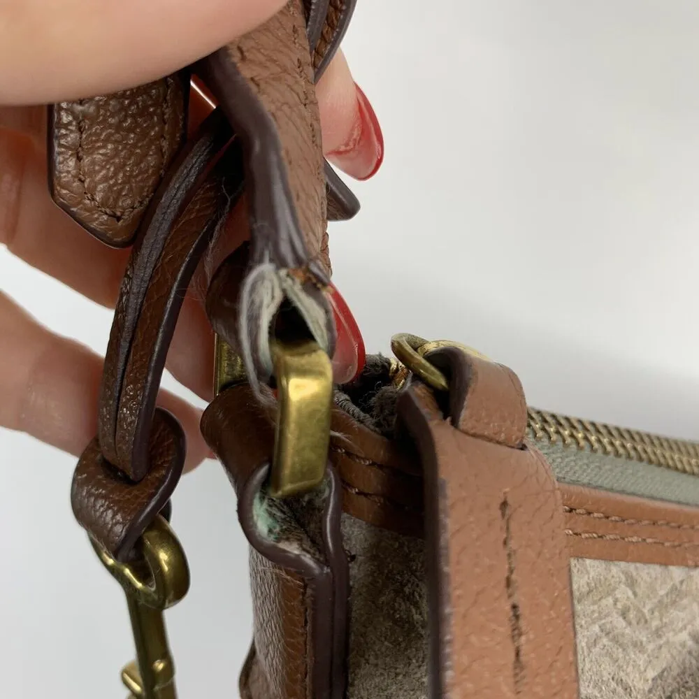 Fossil Leather Crossbody Bag Brown Purse Zippered Pockets Adjustable Travel Bag - Image 6