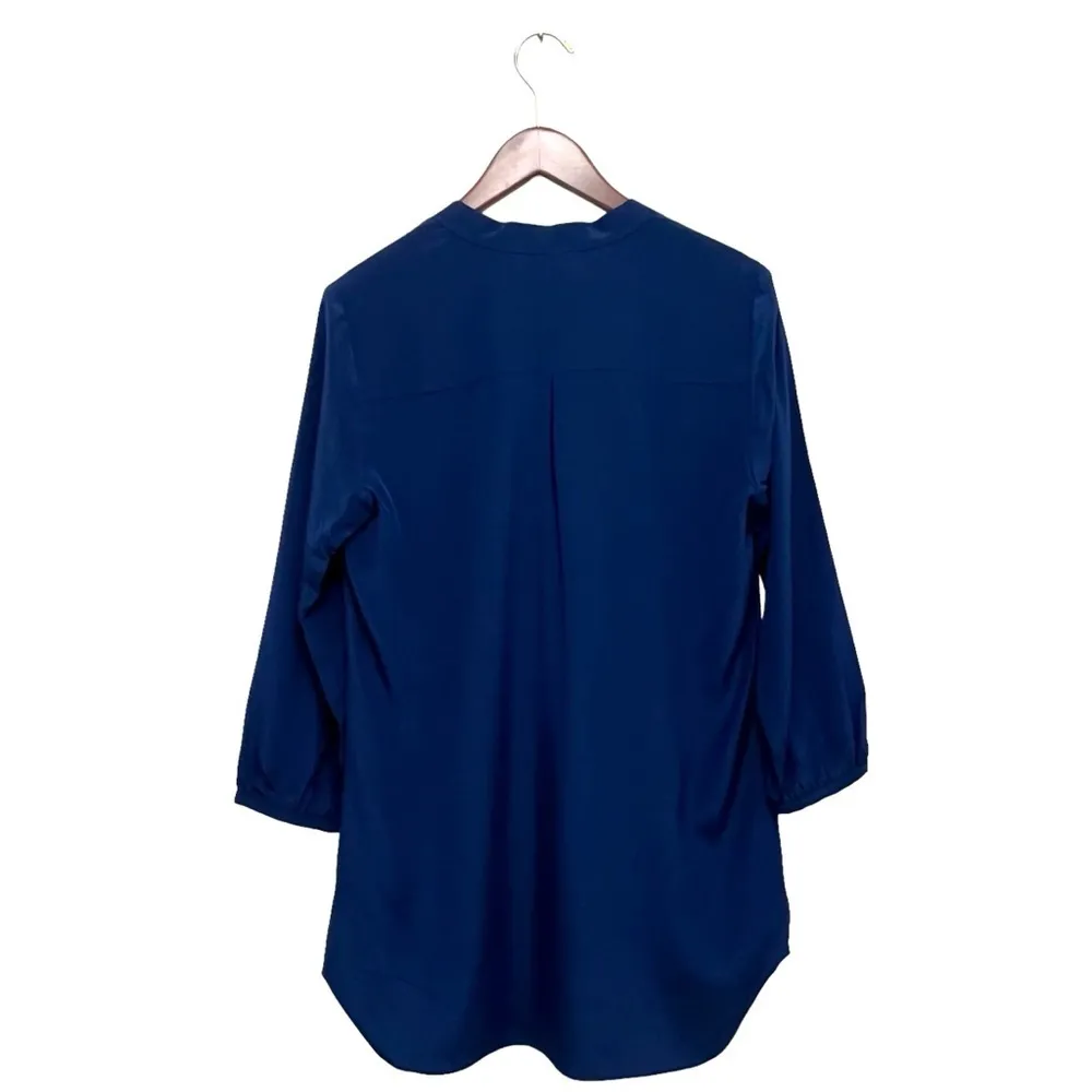 Amanda Uprichard Forever Shirt Silk Blouse Navy Long Sleeve Tunic Size XS NEW - Image 2
