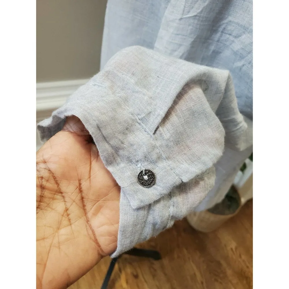 Just Living Women's Solid Gray Polyester Henley Neck Long Sleeve Casual Shirt S - Image 9